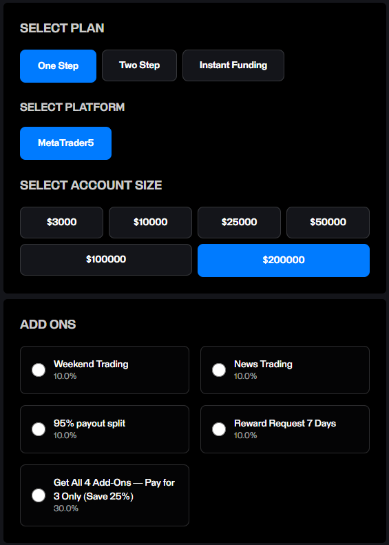 PropXP Choose Your Account