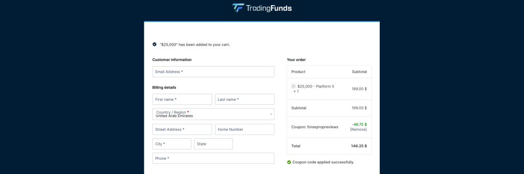 TradingFunds 25% Discount