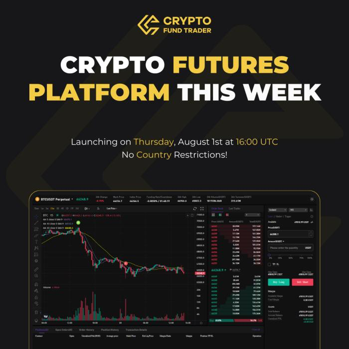Crypto Fund Trader has announced the launch of its innovative Crypto Futures Platform, set to go live on Thursday, August 1st, at 16:00 UTC.
