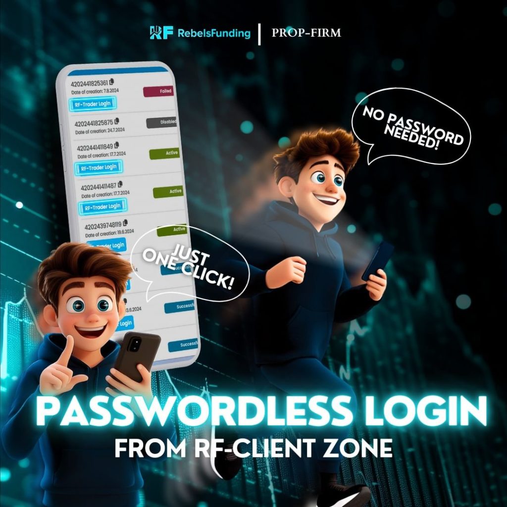 RebelsFunding introduces a new feature: a password-free login feature, enhancing user experience by simplifying access to trading accounts.