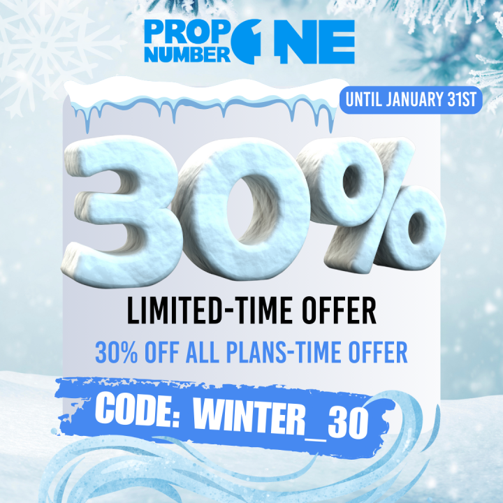 Prop Number One has kicked off 2025 with a major January promotion, offering up to 40% off on all challenges for January.