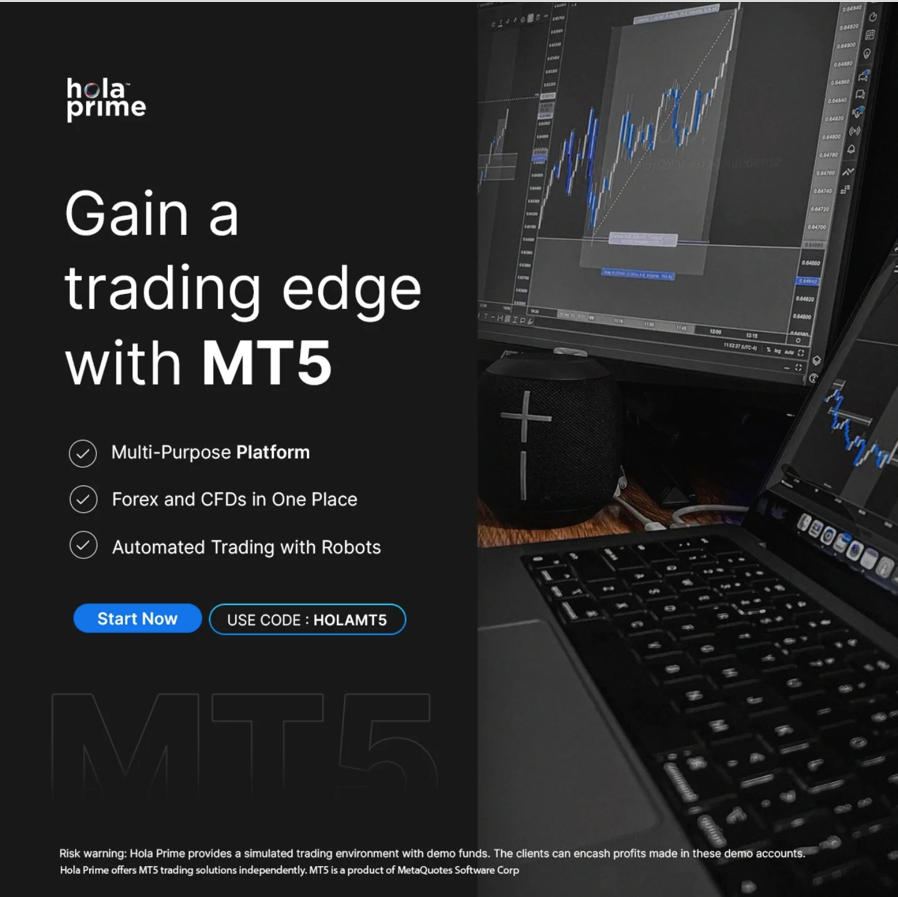Hola Prime is offering traders a powerful edge with its integration of MetaTrader 5 (MT5) to enhance your trading experience.