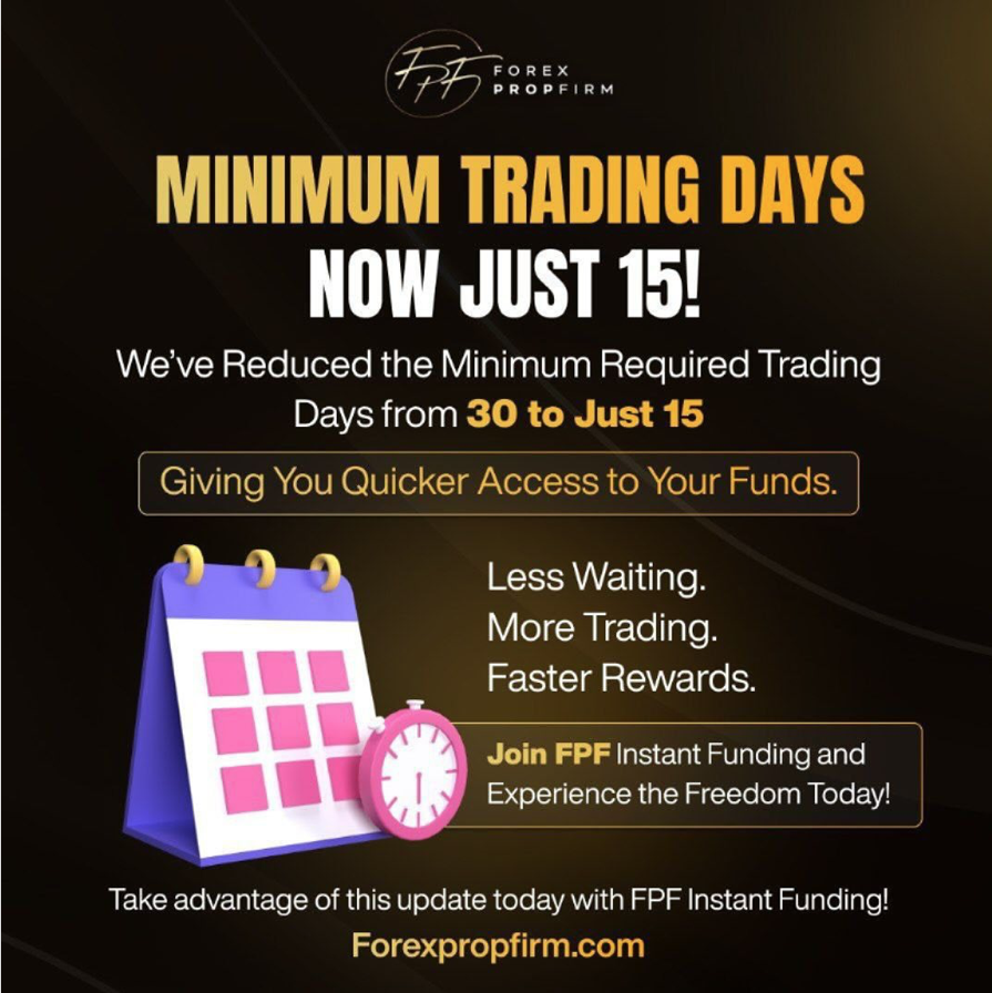 Forex Prop Firm (FPF) has announced a major minimum trading days update to its evaluation and instant funding programs.