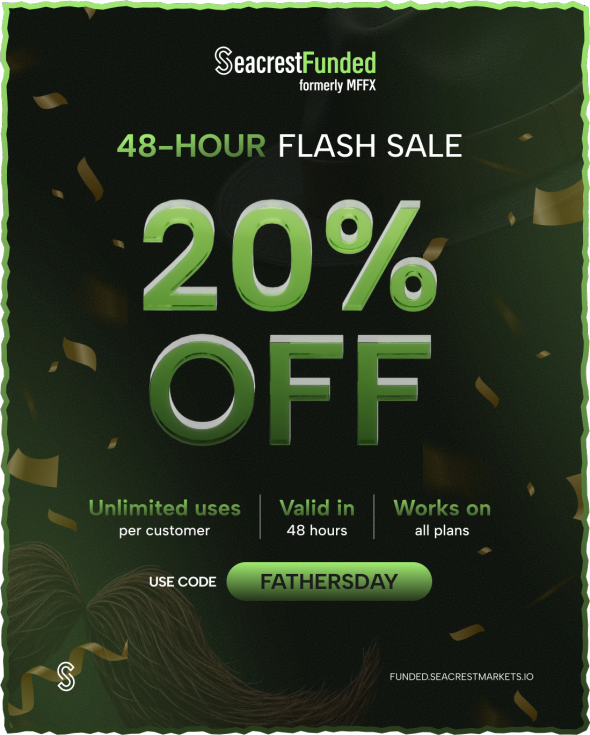 SeacrestFunded has announced a limited-time Father’s Day flash sale offering a 20% discount on all plans.