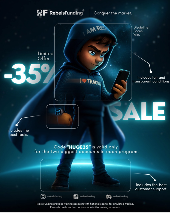 RebelsFunding has just rolled out a major July offer aimed at serious traders using the exclusive code "HUGE35" at checkout.