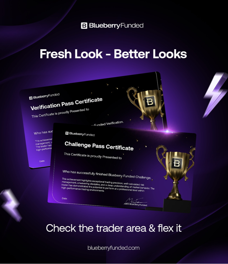Blueberry Funded has just rolled out an update for its traders: a brand-new certificate design that promises to elevate the flex factor.