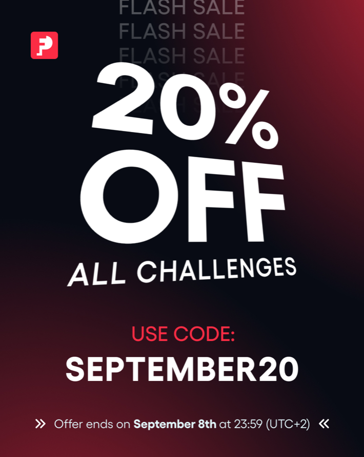 FunderPro has announced a flash September sale, offering traders an exclusive 20% discount on all challenges.