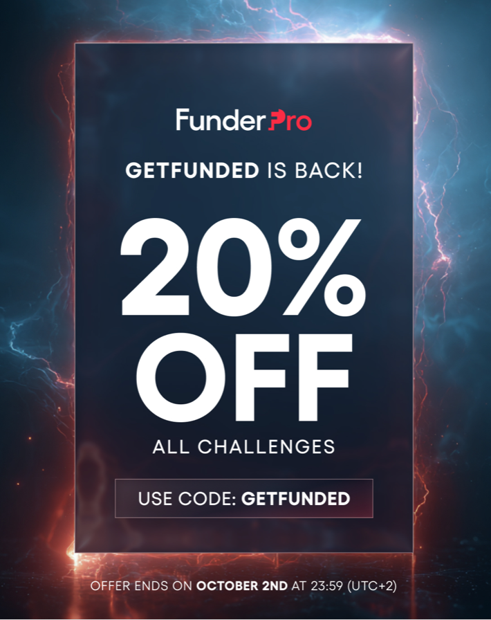 FunderPro has brought back its highly popular discount, GETFUNDED, offering traders 20% off every challenge and add-on.