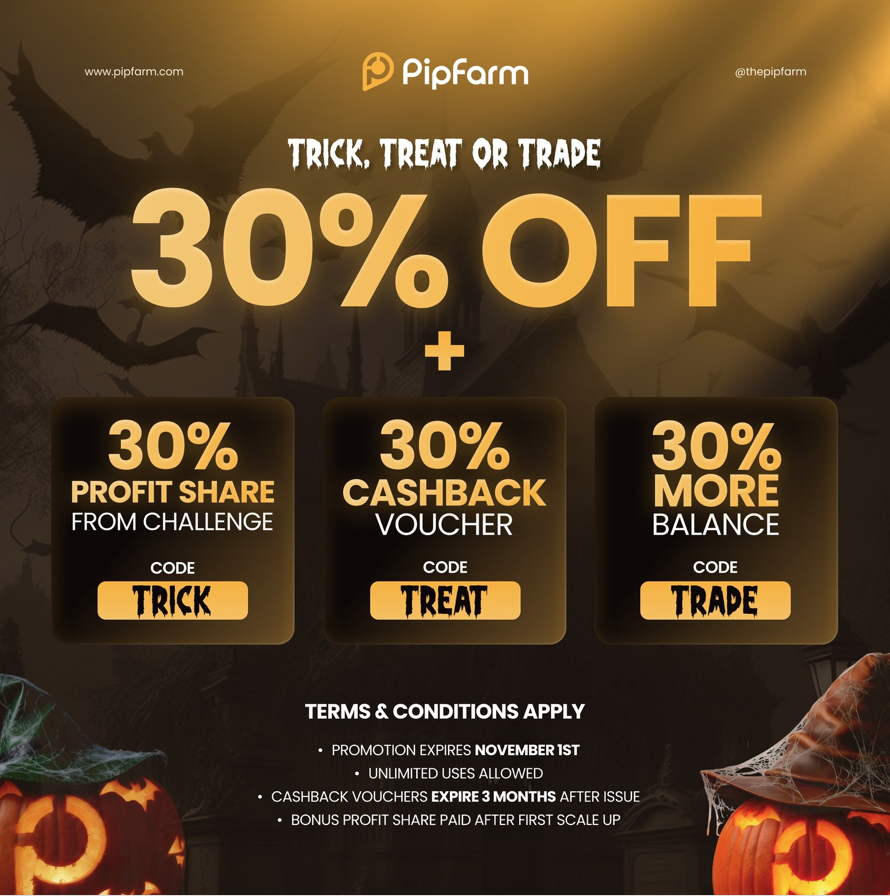 PipFarm has launched a thrilling Halloween promo titled “Halloween at PipFarm” to benefit as they embark on their trading challenges.
