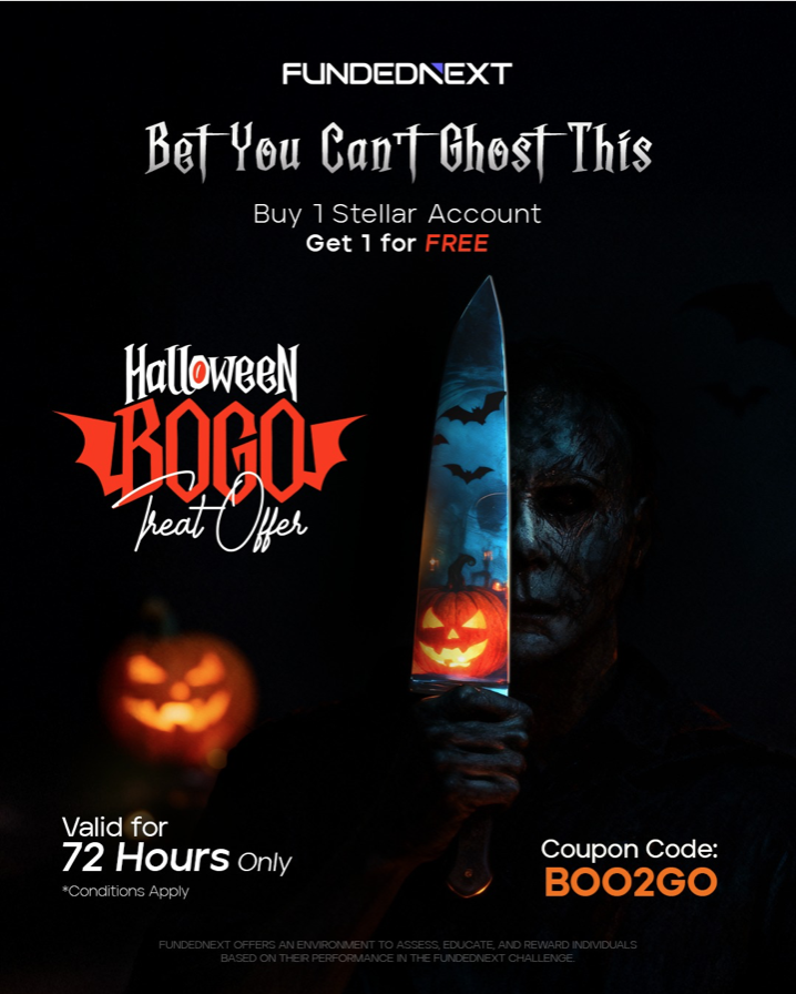 FundedNext has announced a limited-time Halloween promotion that’s sure to thrill traders: a “Buy One, Get One Free” (BOGO) offer.
