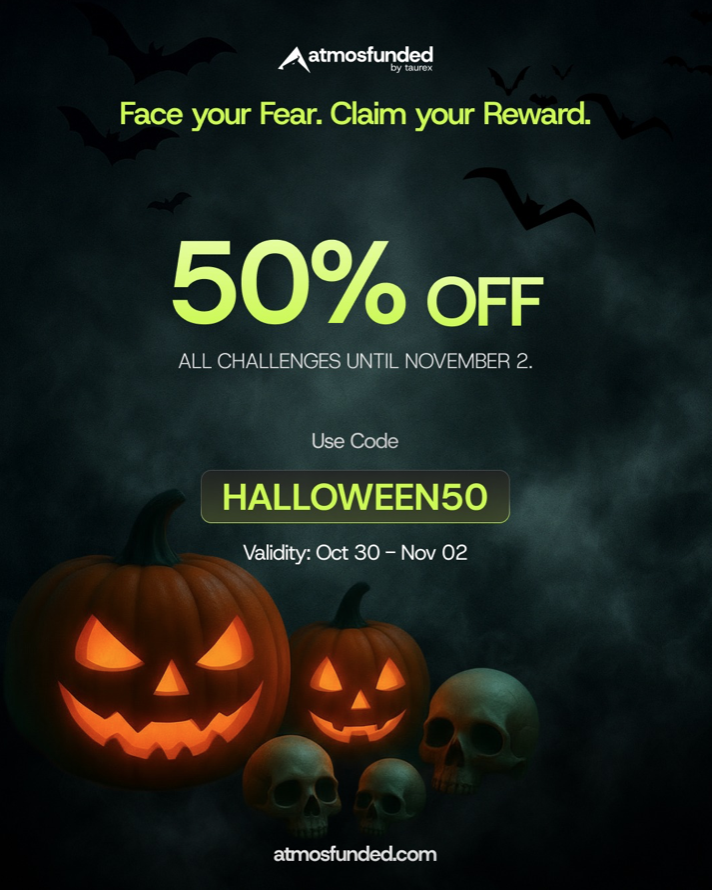 Atmos Funded is embracing the Halloween spirit with an irresistible offer for traders, giving traders a massive 50% discount.