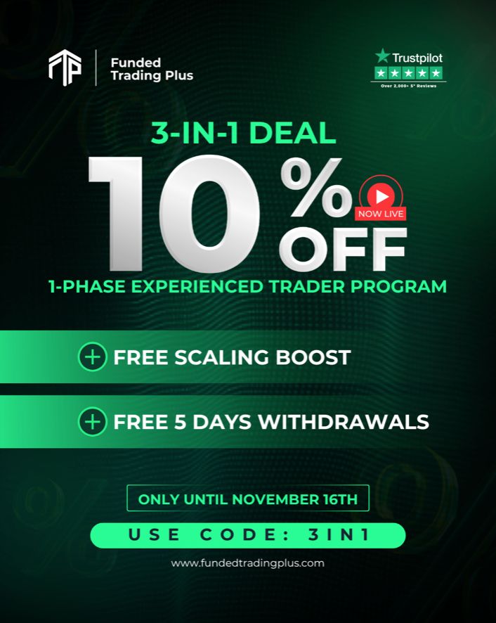 Funded Trading Plus (FT+) has announced a limited-time “3-in-1 Deal” designed to help traders maximize their profits.
