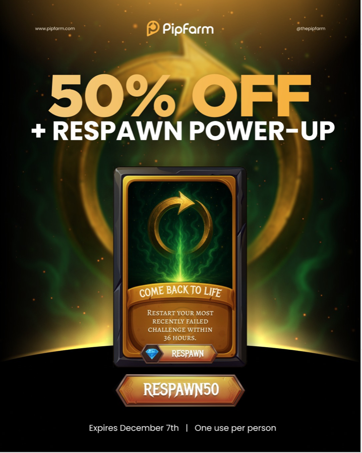 PipFarm has announced a major update designed to shake up challenge trading: the launch of Respawn, a new power-up.