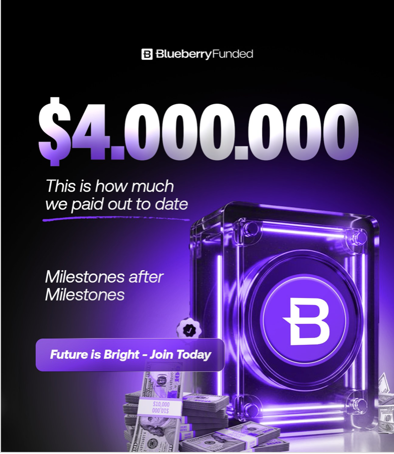 Blueberry Funded has announced a major milestone: over $4 million in payouts to its traders, with its growth graph.