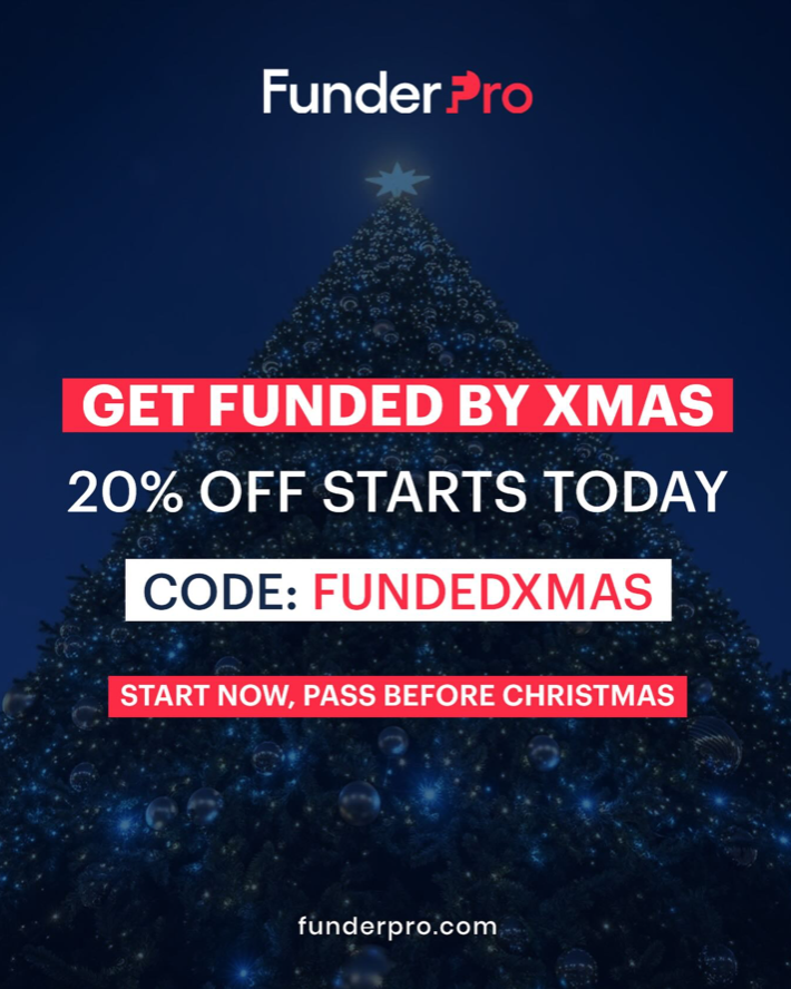 FunderPro has announced a holiday offer for traders, offering twenty percent off its trading challenge through the code FUNDEDXMAS.