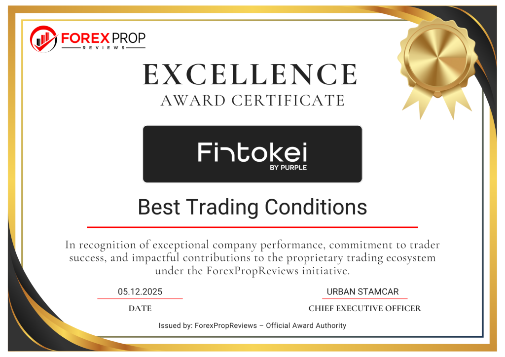 Fintokei has been honored with the Best Trading Conditions award in Forex Prop Reviews first-ever annual 2025 award series.