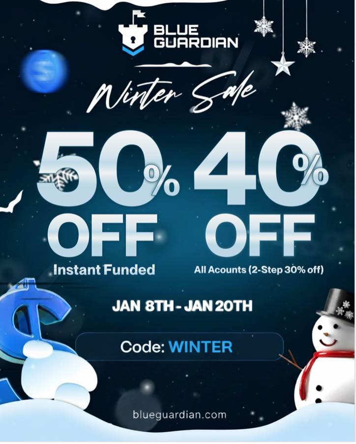 As winter offers gain momentum across the prop industry, Blue Guardian has introduced a discount covering multiple account types.