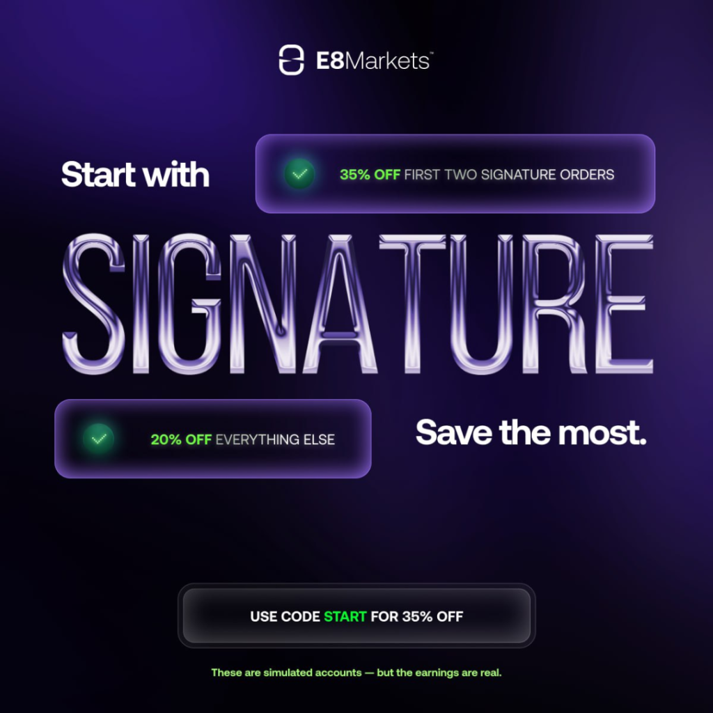 E8 Markets has announced the launch of its new Signature Promo, giving traders a chance to access discounted accounts.