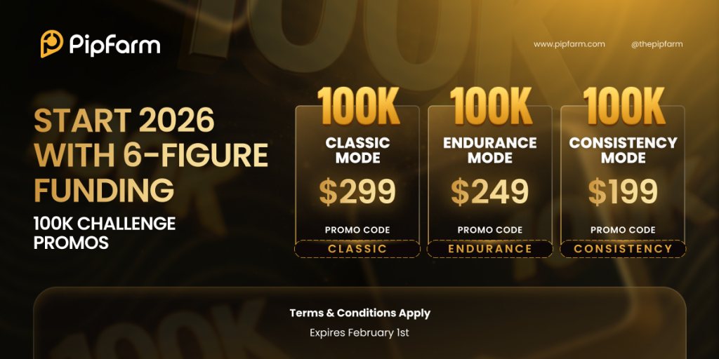 PipFarm has announced a January 2026 offer focused on its $100,000 funding challenges, giving traders access to six-figure evaluations.