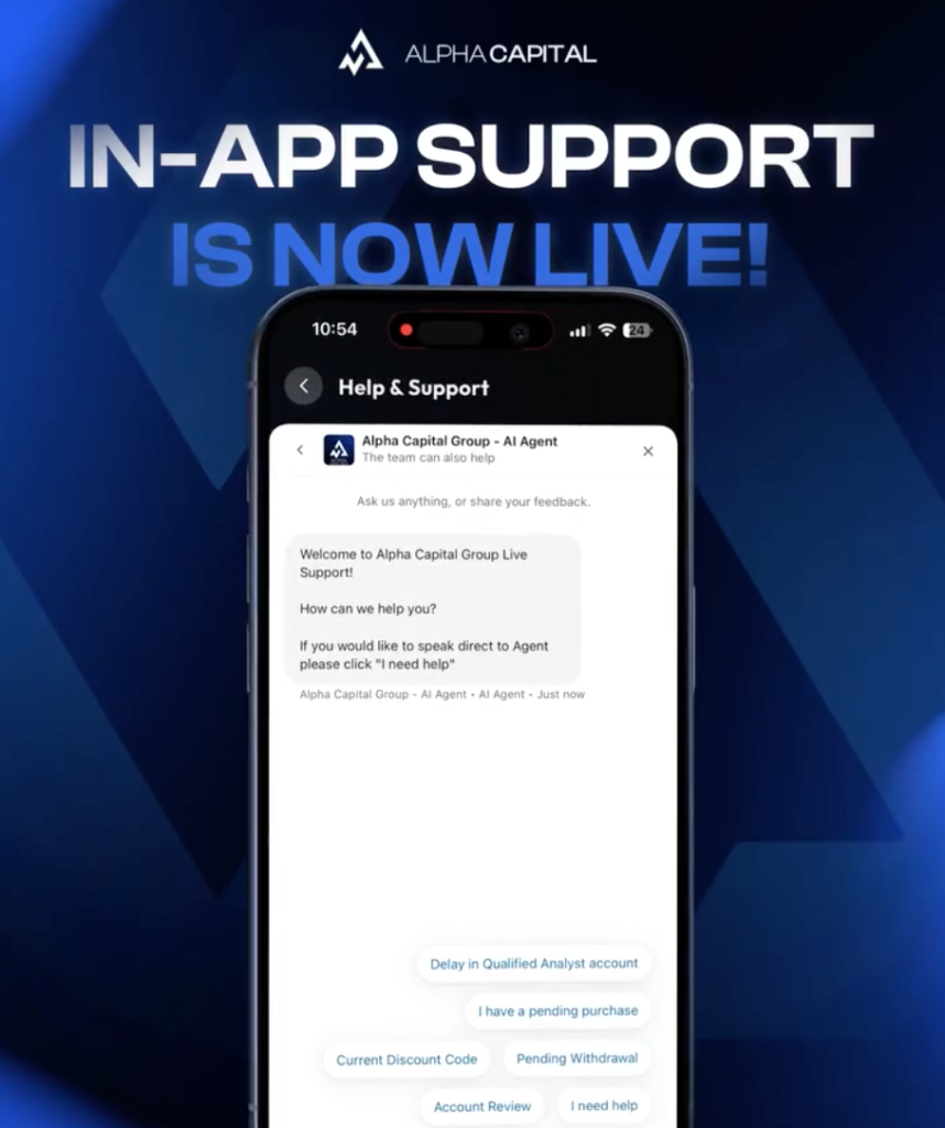 Alpha Capital Group has announced the launch of its new in-app support feature, giving traders direct access to assistance.