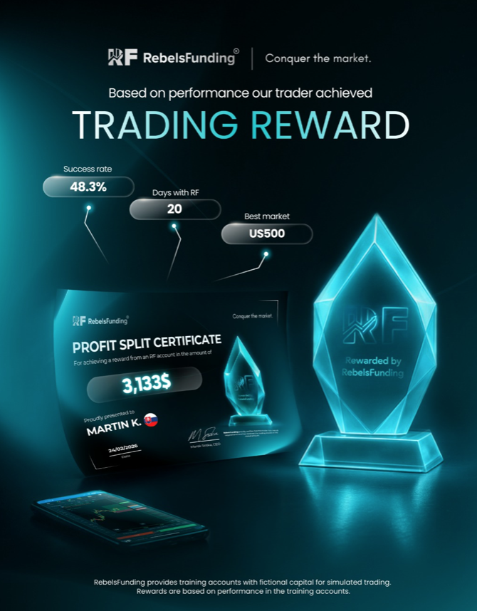 RebelsFunding has announced the recognition of its trader, Martin from Slovakia, following his recent statistics on a funded account.