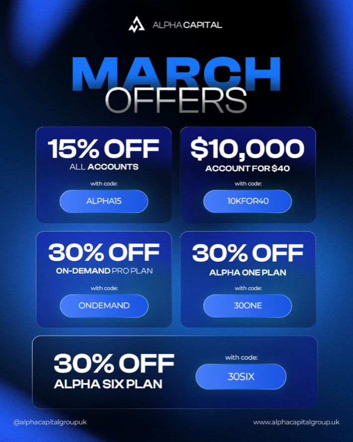 Alpha Capital Group has announced a set of offers for March, giving traders reduced pricing across several of its challenge options.