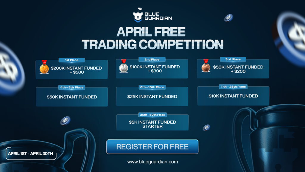 Blue Guardian has opened registration for its April trading competition, introducing a prize pool that combines accounts with cash rewards.