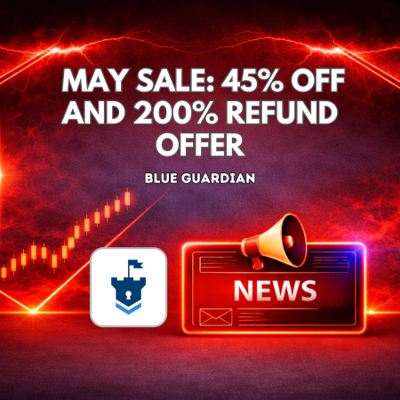 Blue Guardian May Sale: 45% Off and 200% Refund Offer