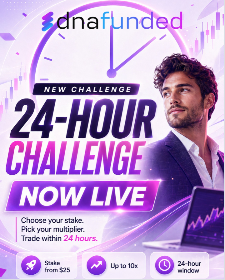 DNA Funded has introduced a new “24-hour Challenge,” presenting traders with a short-duration opportunity. Check it!