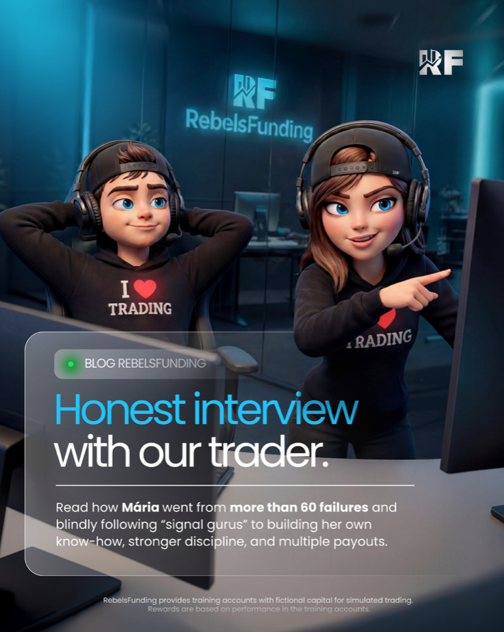 RebelsFunding has released a new interview featuring trader Mária R., outlining her transition from signal-based trading.