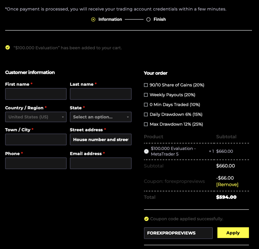 Crypto Fund Trader has received an updated offer through Forex Prop Reviews, with the platform increasing its exclusive discount.