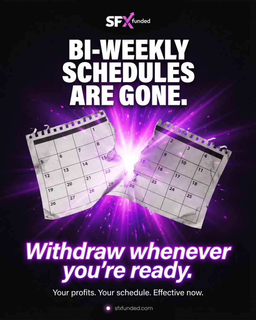 SFX Funded has announced the removal of its bi-weekly payout schedule, allowing traders to request withdrawals whenever they want.