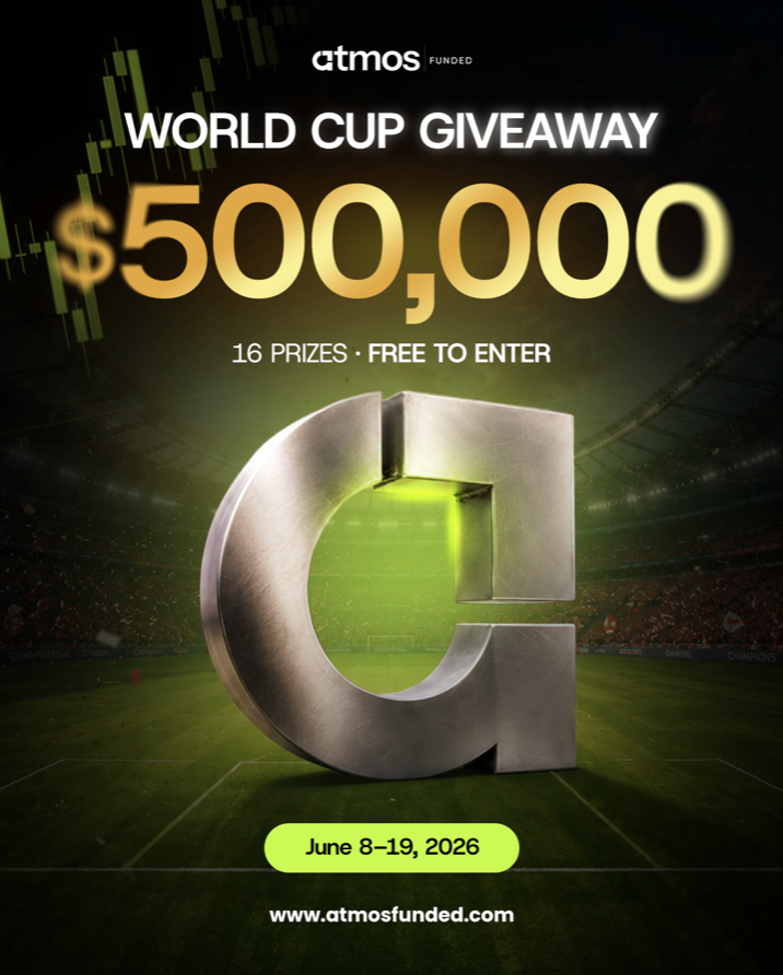 Join the Atmos Funded World Cup Giveaway for a chance to win part of $500,000 in prizes with free entry until June 19, 2026.