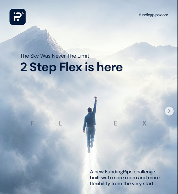 FundingPips 2 Step Flex Challenge introduces 12% max drawdown, no time limits, and up to 95% reward split options.