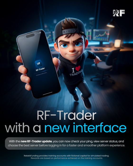 RebelsFunding RF-Trader update adds server ping checks, server status monitoring, and a redesigned interface for smoother trading.