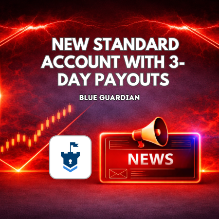 Blue Guardian New Standard Account With 3-Day Payouts & 90% Profit 