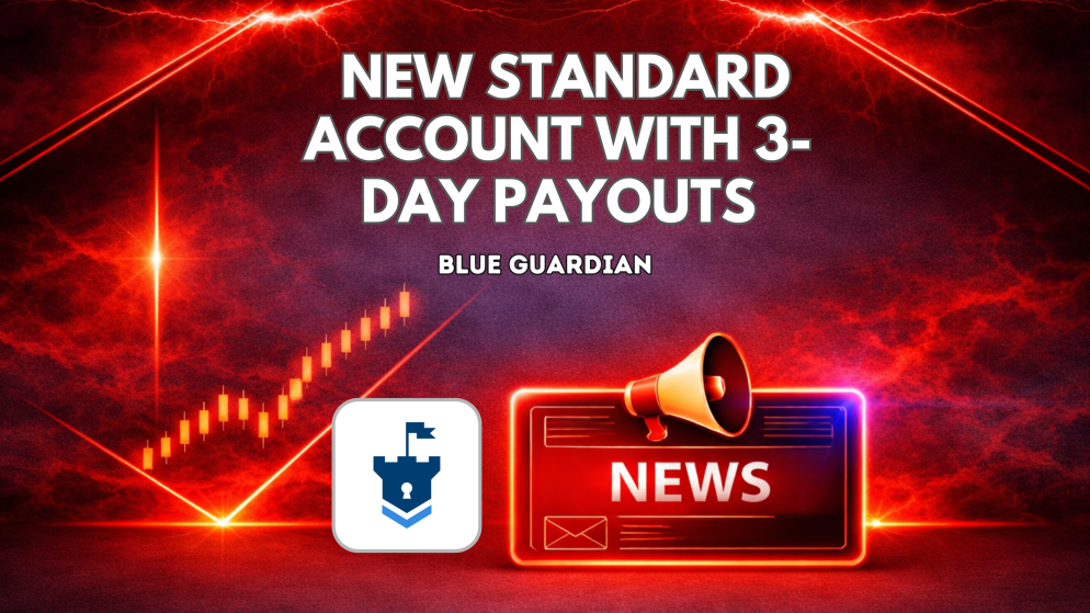 Blue Guardian New Standard Account With 3-Day Payouts & 90% Profit 