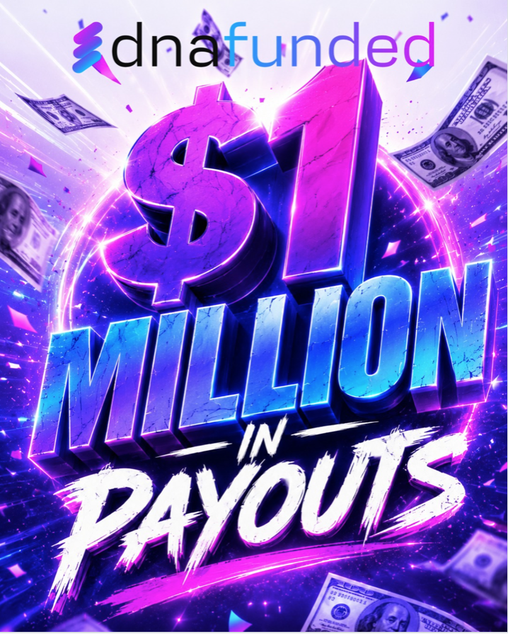 DNA Funded celebrates $1 million payouts with a giveaway of two free $100K 1-Phase Challenges. Winners announced July 13.