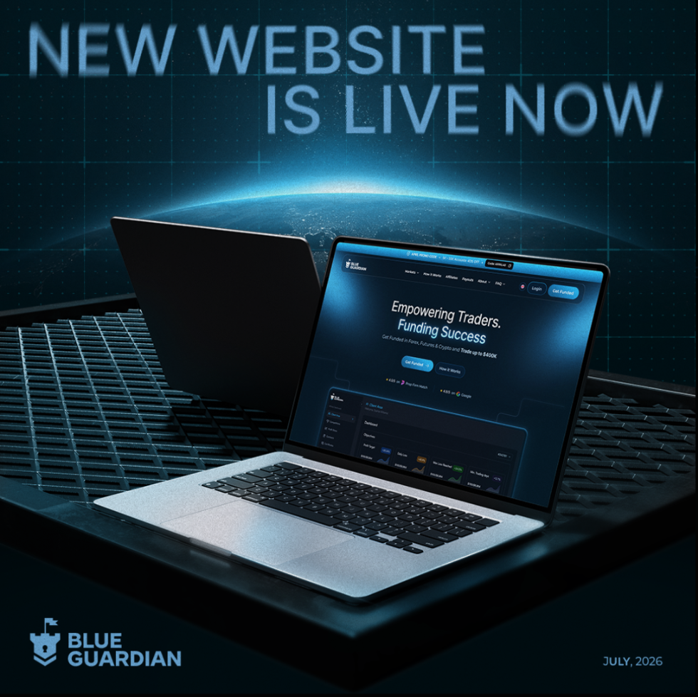 Blue Guardian new website goes live alongside a 40% discount on Forex and Futures accounts for aspiring funded traders.