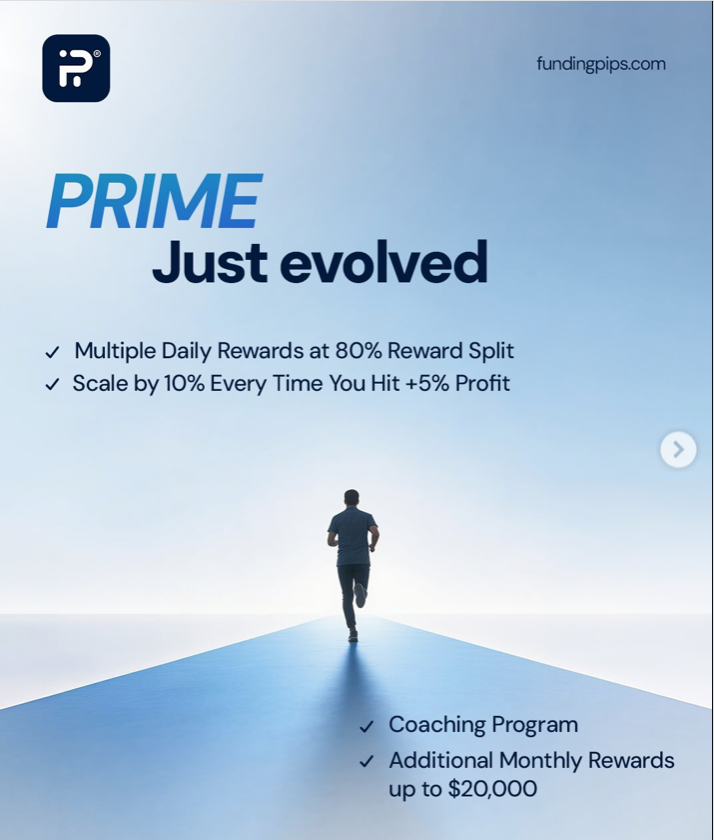 FundingPips PRIME Update introduces faster scaling, coaching, protected allocation, and enhanced trader rewards.