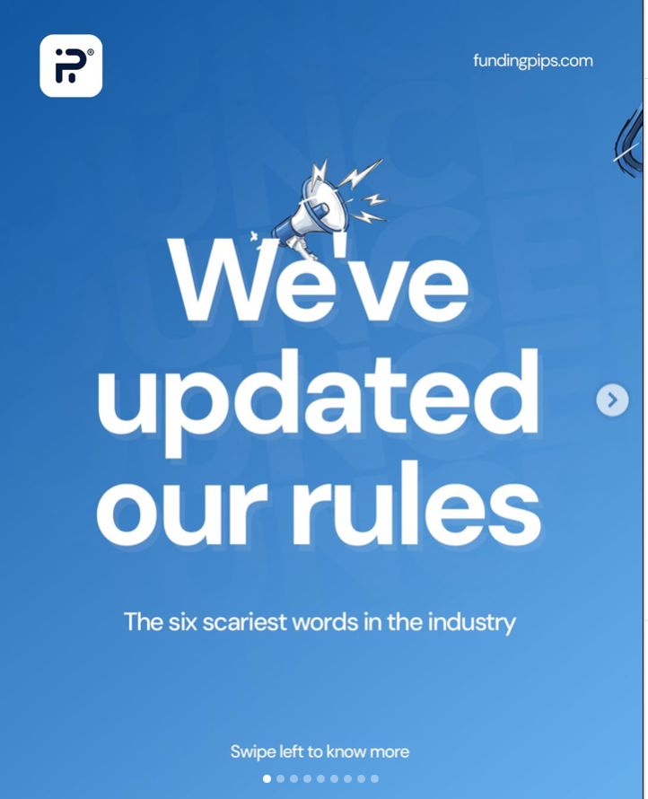 FundingPips updates its trading rules by removing a key risk limit and lowers prices on selected 100K evaluation accounts.