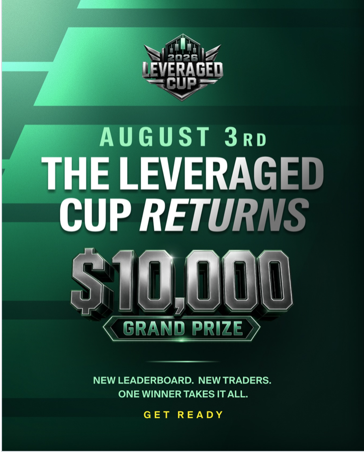 The Leveraged Cup returns on August 3 with a $10,000 grand prize, offering traders a fresh leaderboard and new competition.