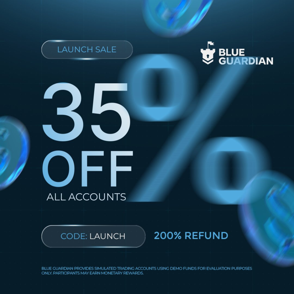 Blue Guardian 35% discount accompanies its new dashboard launch, lowering account costs while adding an improved trader experience.