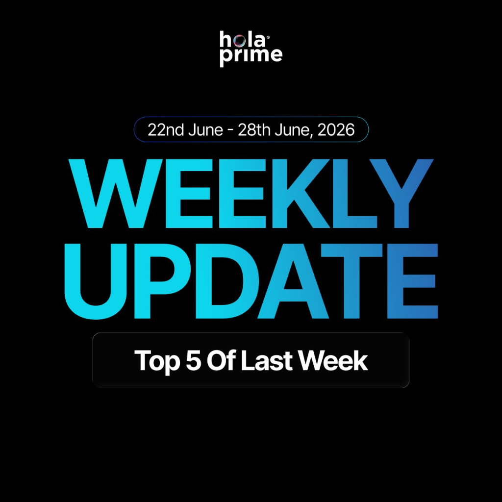 Hola Prime weekly update showcases top payouts, popular trading instruments, and fast payout processing from June 22–28, 2026.