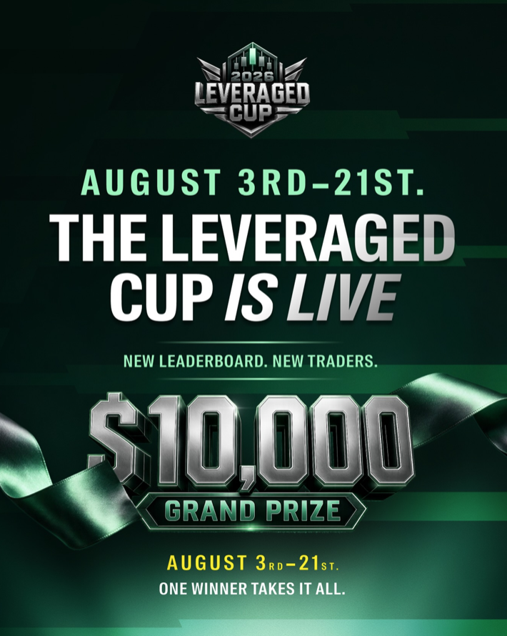 The Leveraged Cup is live with a $10,000 prize, Sprint account entry, and leaderboard competition through August 21.
