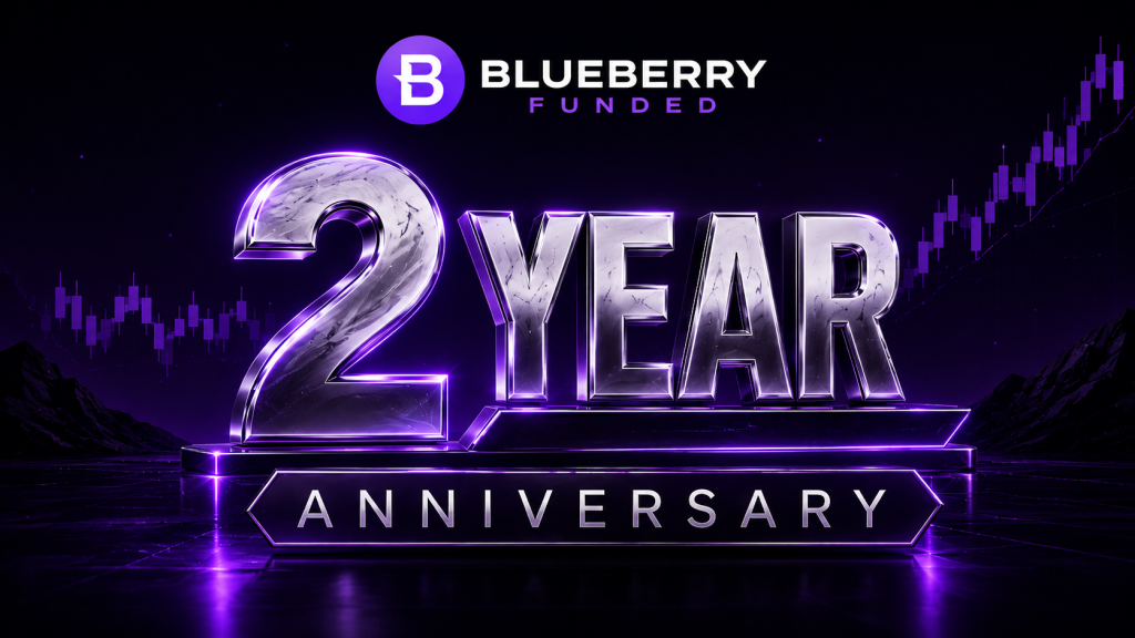 Blueberry Funded-Year Anniversary with a new challenge launch, while traders await details on its next funding program and offers.