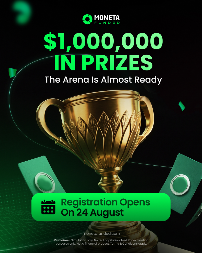 Moneta Funded Trader’s Arena opens registration August 24, giving traders access to a $1M prize pool in a new trading competition.