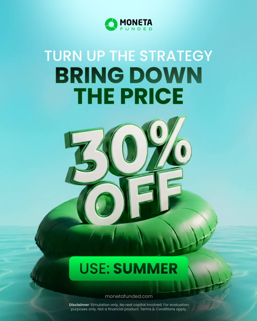 Save 30% on your next Moneta Funded challenge this August with code SUMMER and reduce your evaluation costs.