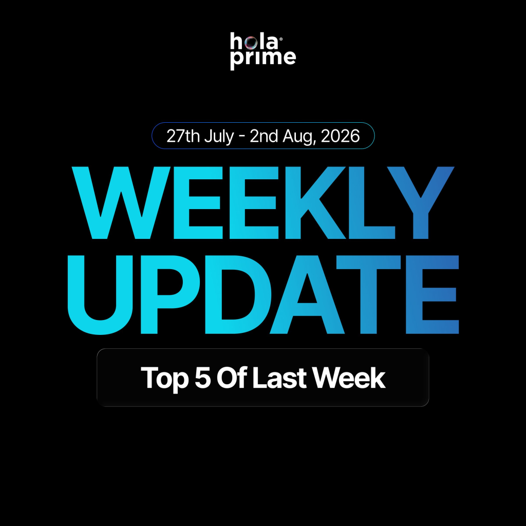 Hola Prime weekly stats reveal top trader payouts, sub-five-minute withdrawals, and the week's most traded markets.