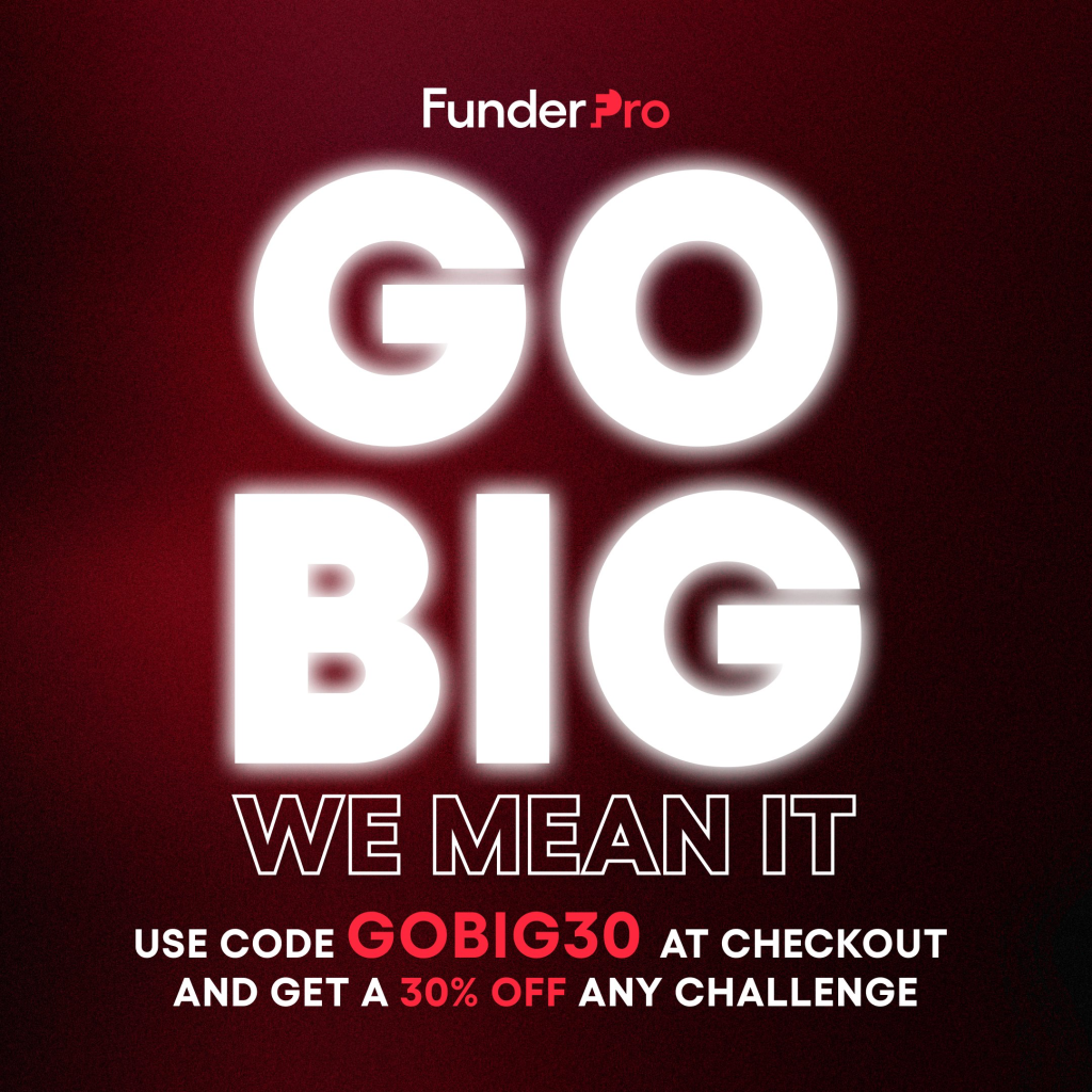 FunderPro offers 30% off every Challenge with code GOBIG30, reducing entry costs across account sizes with no stated exclusions.
